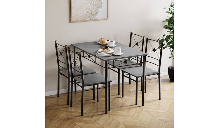 Vida Designs Roslyn 4 Seater Dining Set - Concrete Grey