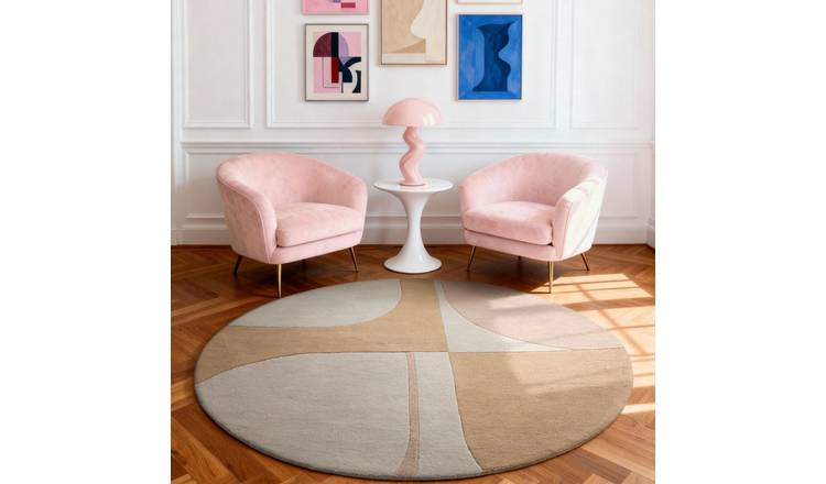 Ted Baker Oatmeal Windmill Abstract Round Hand Woven Rug - 160cm
