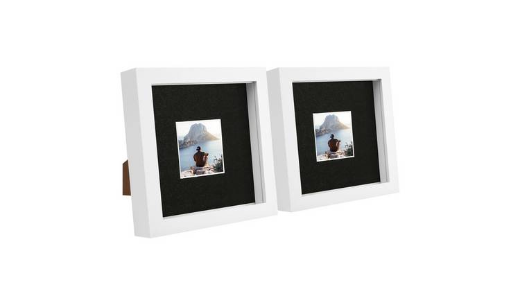 Nicola Spring 3D Box Photo Frames - 6 x 6" with Mount - Set of 2 - White