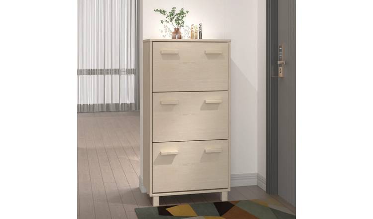 Walplus Solid Wood Shoe Cabinet - Honey Brown - 59.5 x 35 x 117 cm