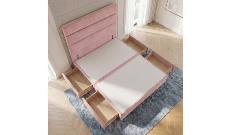 Somnior Regent Velvet Small Double 4 Drawer Divan Bed 54" Headboard - Pink