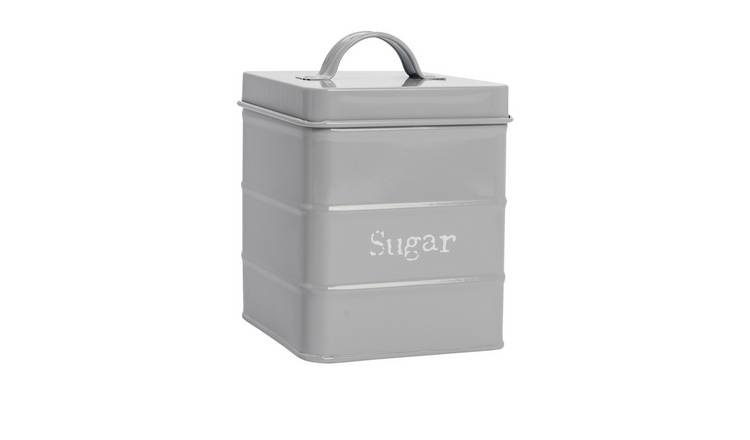 Harbour Housewares Vintage Metal Kitchen Sugar Canister - Grey