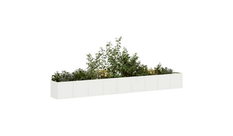 Walplus Steel Garden Planter - White - 360 x 40 x 40 cm