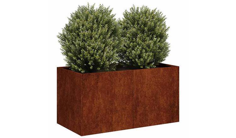 Walplus Corten Steel Garden Planter - Rusty - 80 x 40 x 40 cm