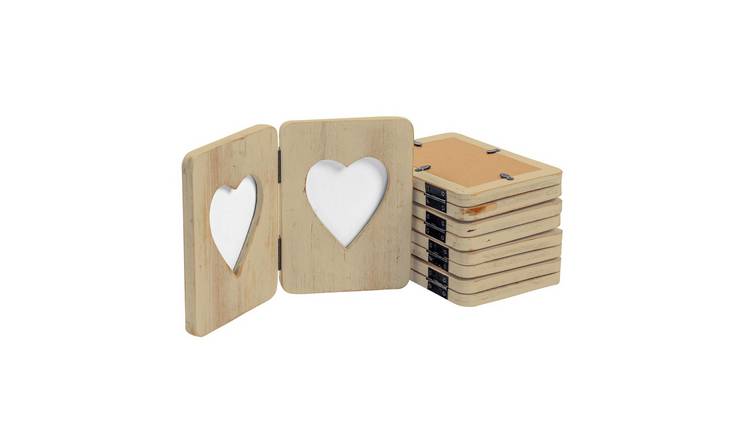 Nicola Spring Rustic Hearts Folding 2 Photo Frames - 4 x 6" - Set of 5