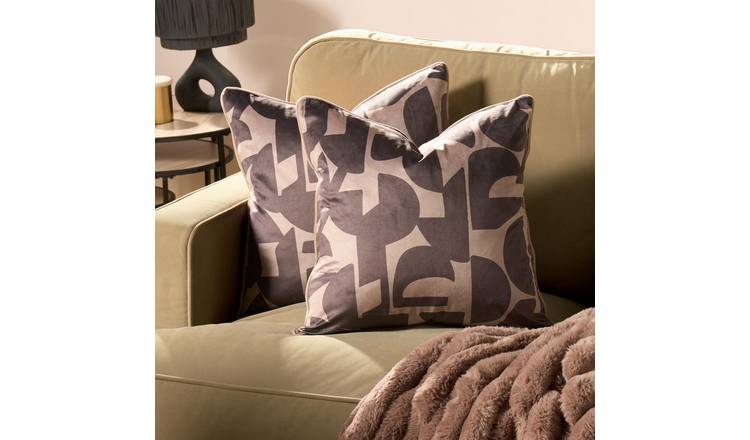 OHS 2 Pack Abstract Print Cushion Covers 45 x 45cm - Brown