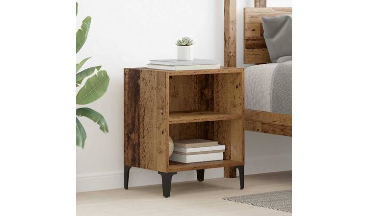 Walplus 1 Shelf Engineered Wood Bedside Cabinet - Dark Wood - 40 x 30 x 50 cm