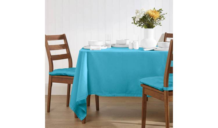 Homescapes Cotton Square Tablecloth - 137 x 137 cm - Blue