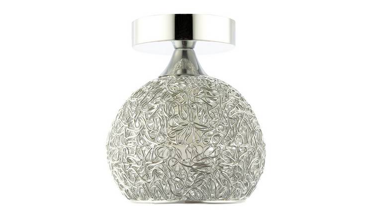Happy Homewares Polished Chrome with Twisting Metal Ceiling Light - 15cm