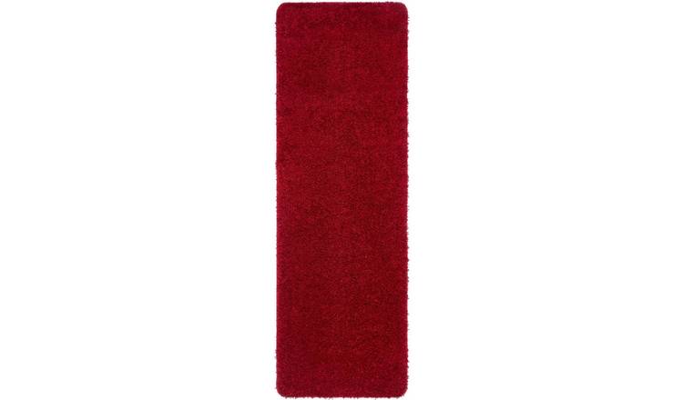 The Rugs Red Plain Shaggy Runner Rug - 67 x 200cm