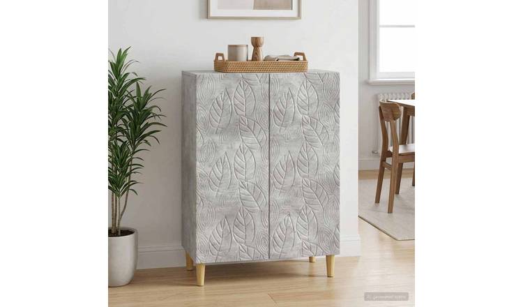 Walplus 2 Door Sideboard Engineered Wood - Concrete Grey - 66 x 34.5 x 90 cm