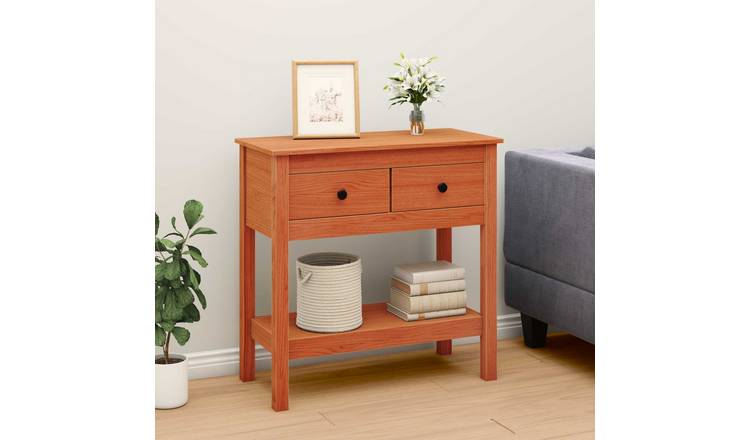Walplus Wood Console Table - Wax Brown - 75 x 35 x 75 cm