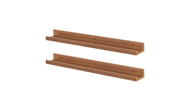 Harbour Housewares Floating Picture Ledge Shelves - Brown - Set of 2