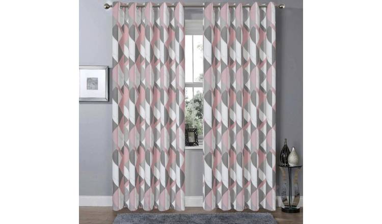New Edge Blinds Pink Printed Marble Eyelet Curtains - 167cm x 229cm