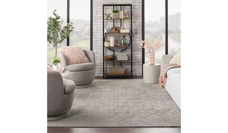 Mega Flooring Grey Modern Geometric Rug - 236 x 297cm