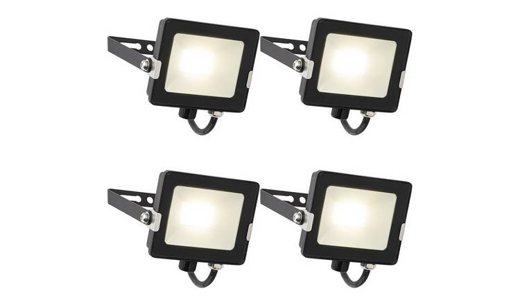 Loops Direct Pack of 4 18.6cm Aluminium LED Floodlight - Matt Black High