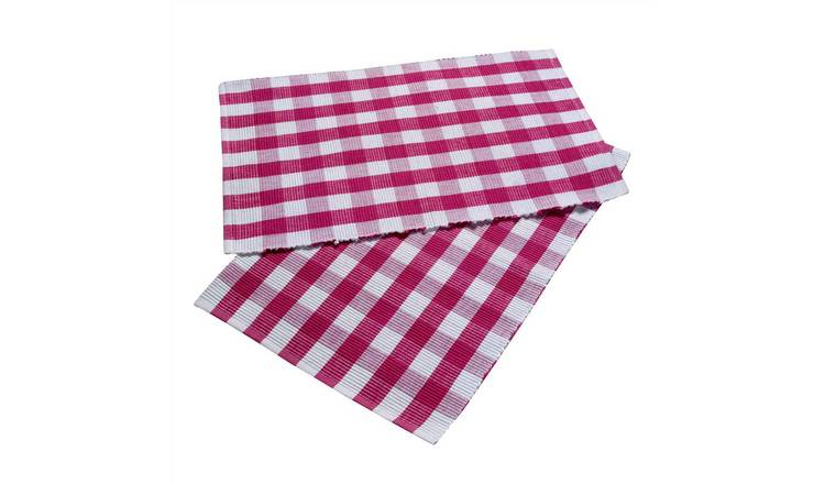 Homescapes Pack of 2 Cotton Gingham Placemats - Pink