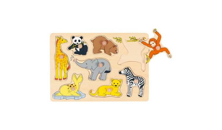 Goki Wild Baby Animals 8 Piece Lift Out Wooden Puzzle
