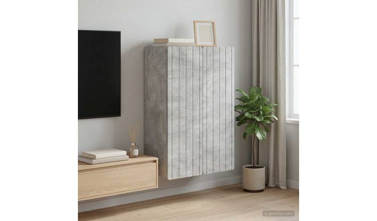 Walplus 2 Door Engineered Wood Wall Cabinet - Grey - 66 x 34.5 x 92 cm