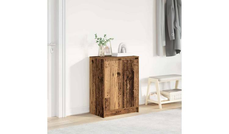 Walplus Engineered Wood Shoe Cabinet - Old Wood - 57 x 34 x 76 cm