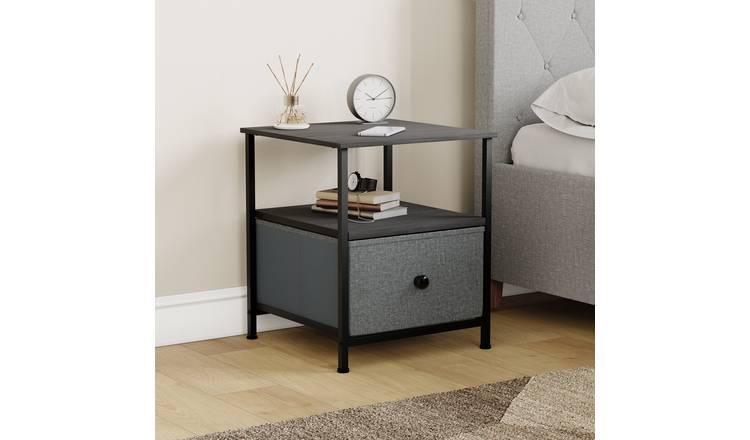 Vida Designs Chorley 1 Drawer Fabric Drawer Chest - Grey & Black