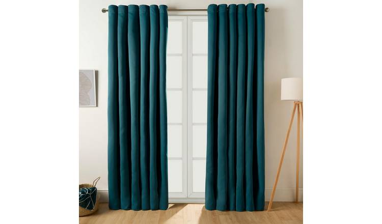 OHS Essentials Plain Eyelet Blackout Curtains 168 x 229cm - Teal