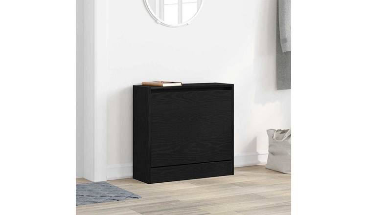 Walplus Engineered Wood Shoe Cabinet - Black Oak - 60 x 21 x 57 cm