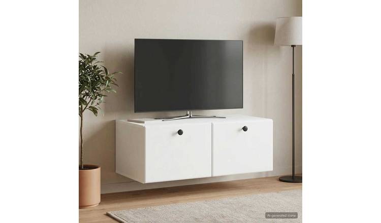 Walplus Wood Wall Mounted TV Cabinet Wall-Mounted - White - 78.5 x 41 x 30 cm