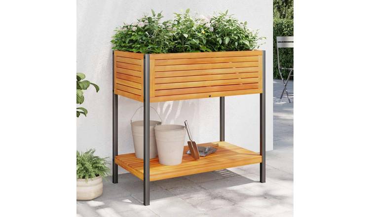 Walplus Acacia Wood Garden Planter - 80 x 45 x 80 cm