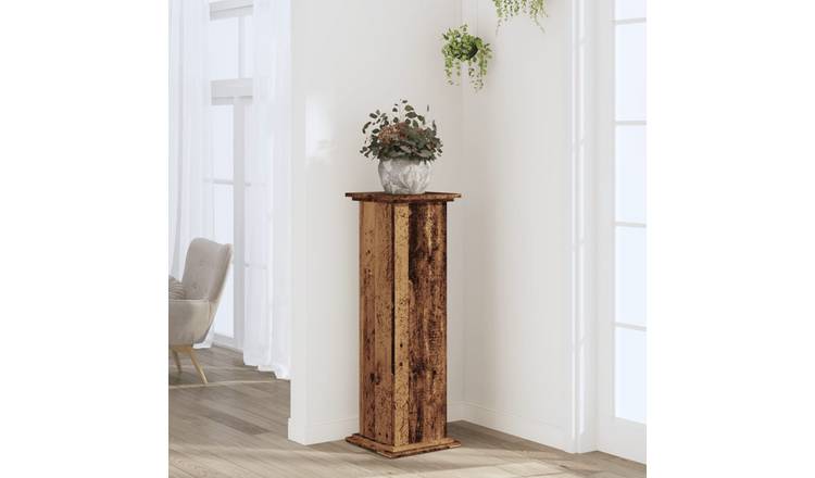 Walplus 60 kg Capacity Engineered Wood Plant Stand - Old Wood - 33 x 33 x 100 cm