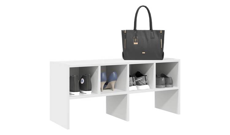 Walplus Engineered Wood Shoe Rack Stackable - White - 89.5 x 30 x 40 cm
