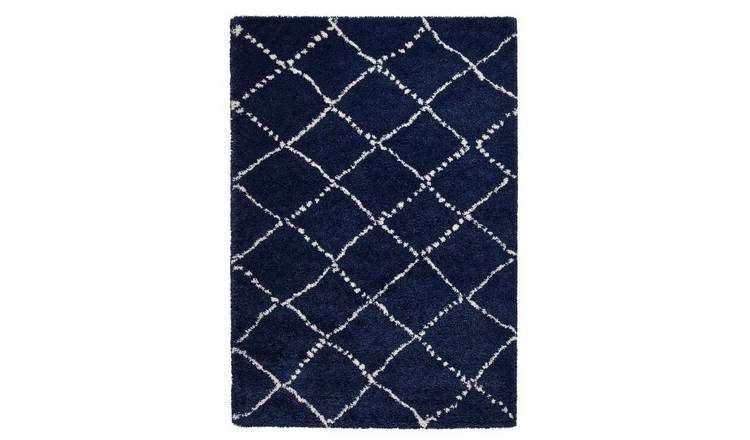 Mega Flooring Blue Shaggy Geometric Rug - 160 x 230cm