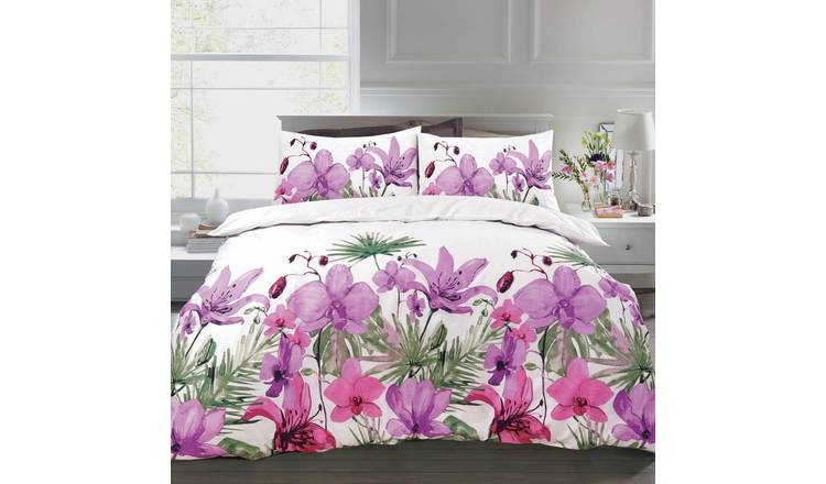 HomeSpace Direct Lily Lilac Duvet Cover Set - Single