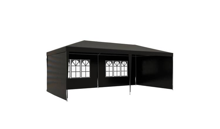 Outsunny 2 Window Steel Frame Party Tent - Black