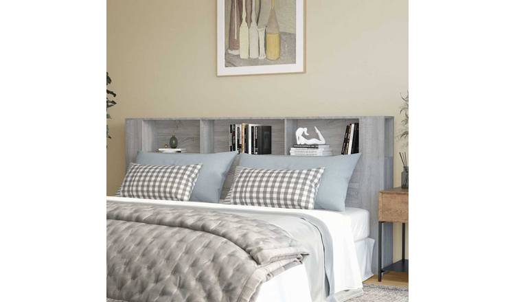 Walplus Engineered Wood Headboard Cabinet - Grey and Oak - 220 x 18.5 x 104.5 cm