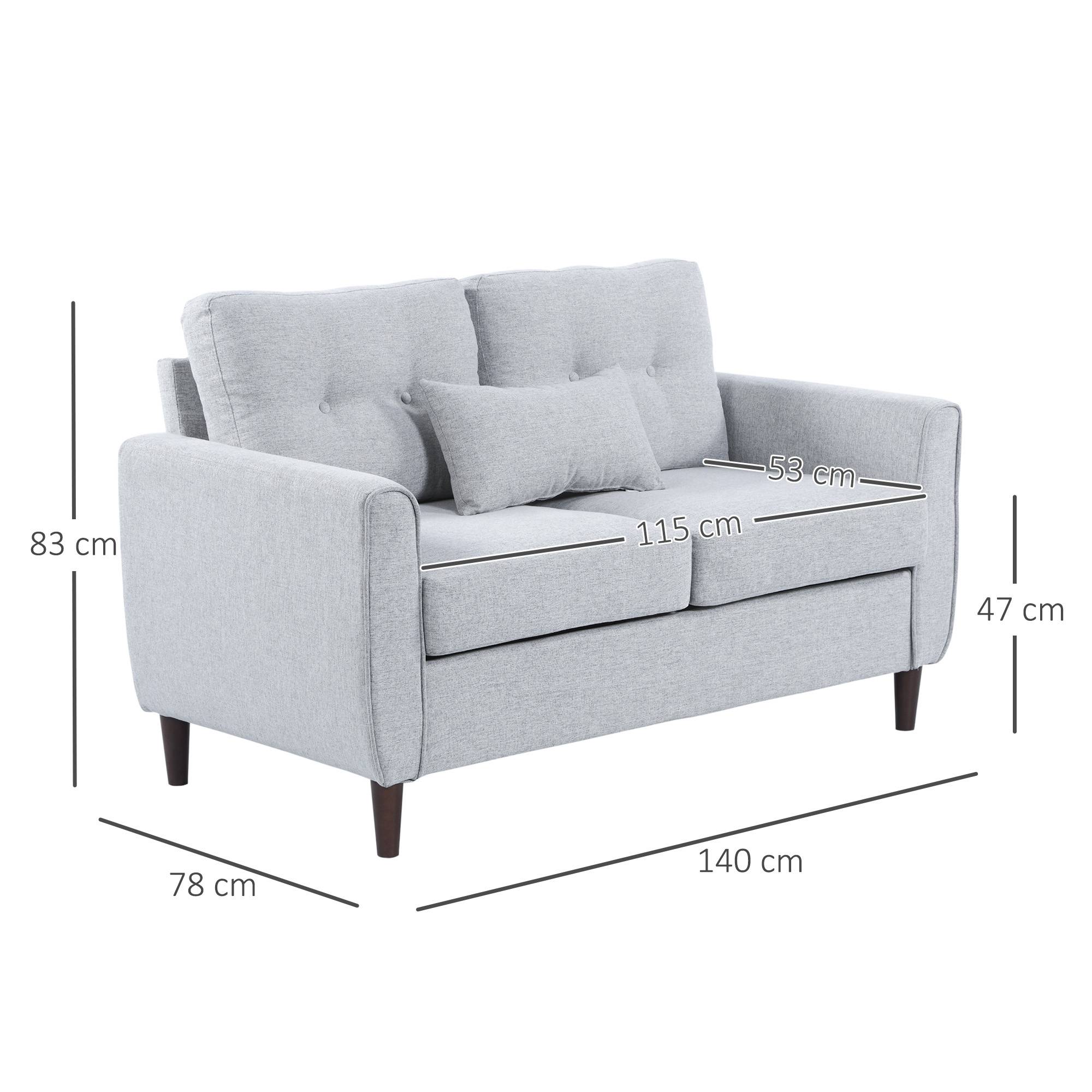 HOMCOM 2 Seater Fabric Modern Sofa with Spring Cushion - Grey - Image 8