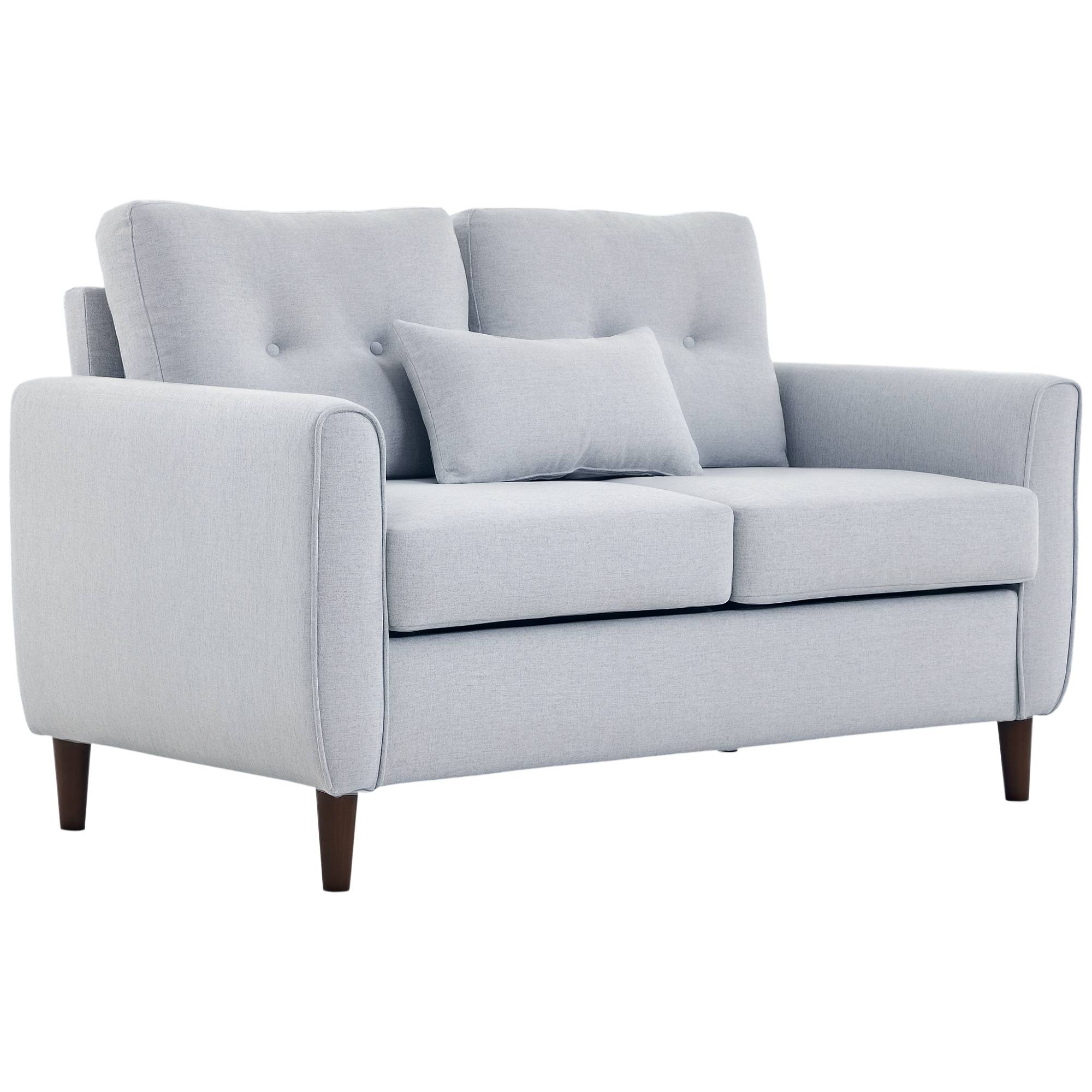 HOMCOM 2 Seater Fabric Modern Sofa with Spring Cushion - Grey - Image 1