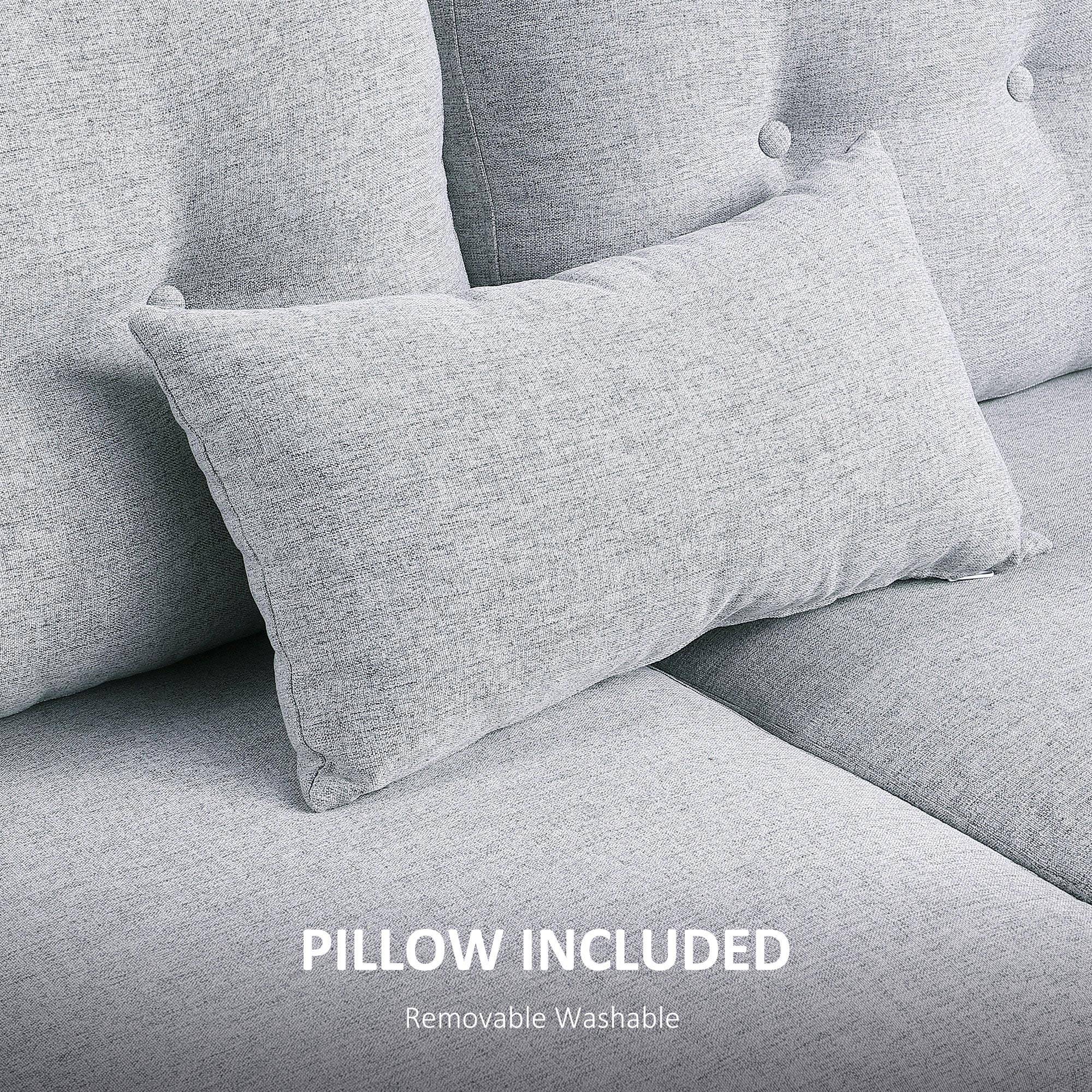 HOMCOM 2 Seater Fabric Modern Sofa with Spring Cushion - Grey - Image 6