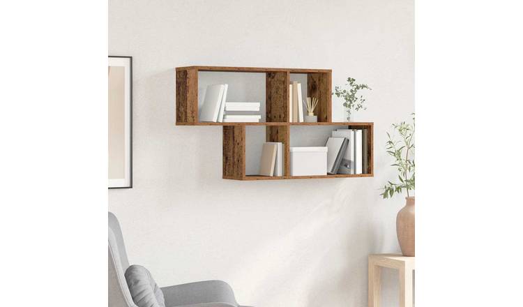 Walplus Engineered Wood Wall Shelf - Brown - 100 x 20 x 53 cm