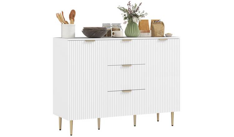 HOMCOM 2 Door Storage Sideboard with Metal Legs - White