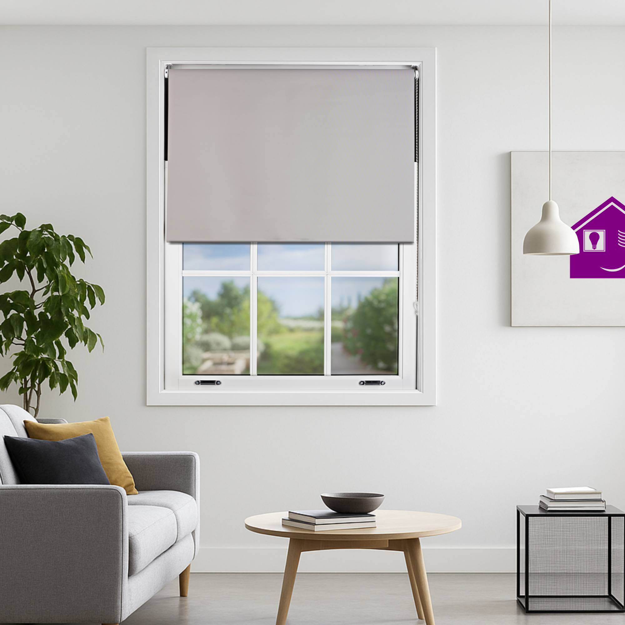 Furnished Grey Blackout Roller Blind - 45 x 165cm - Image 1