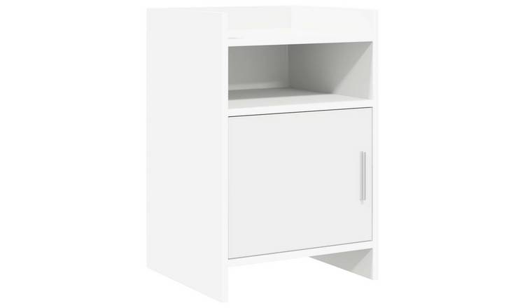 Walplus 1 Door Engineered Wood Bedside Table - White - 40 x 36 x 60 cm