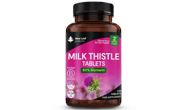 New Leaf Milk Thistle 80% Silymarin Supplements - 120 Tablets