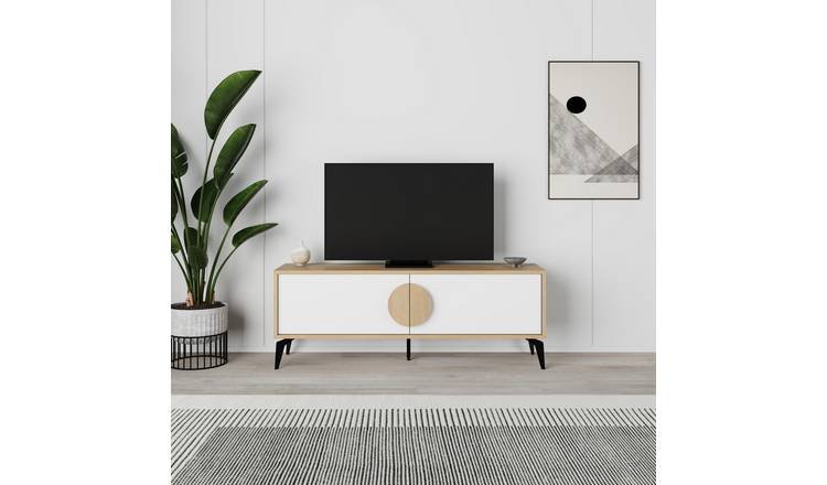 Decortie Gora Particleboard TV Stand - Oak - White