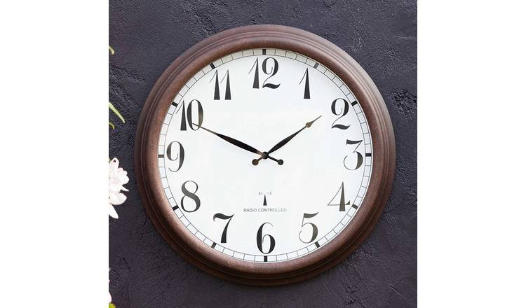 Primrose Radio Controlled 57.5 cm Perfect Time Outdoor Garden Clock - Brown