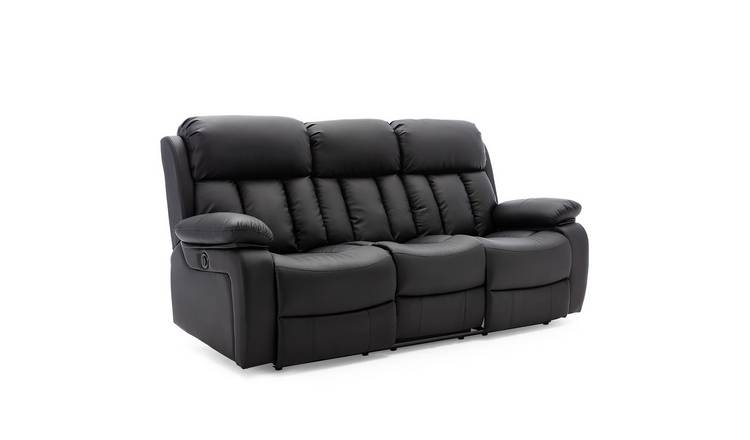 Furniture Online Chester Electric Recliner 3 Seater Leather Sofa – Black