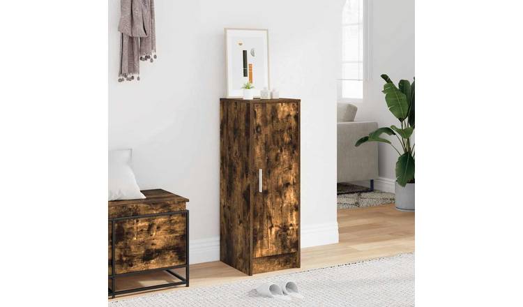 Walplus Engineered Wood Shoe Cabinet - Smoked Oak - 32 x 35 x 92 cm