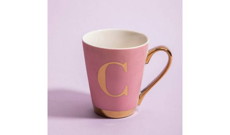 Orsina Frosted Deco C Marble Effect Monogram Mug – Pink
