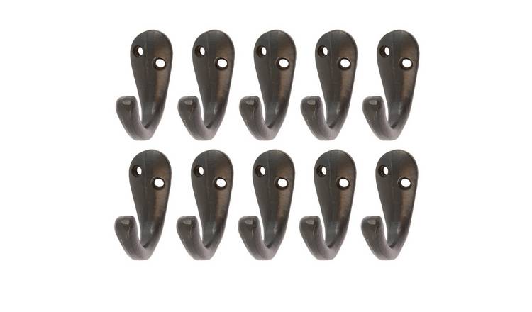 Hammer & Tongs Single Robe Hook - Black - Pack of 10