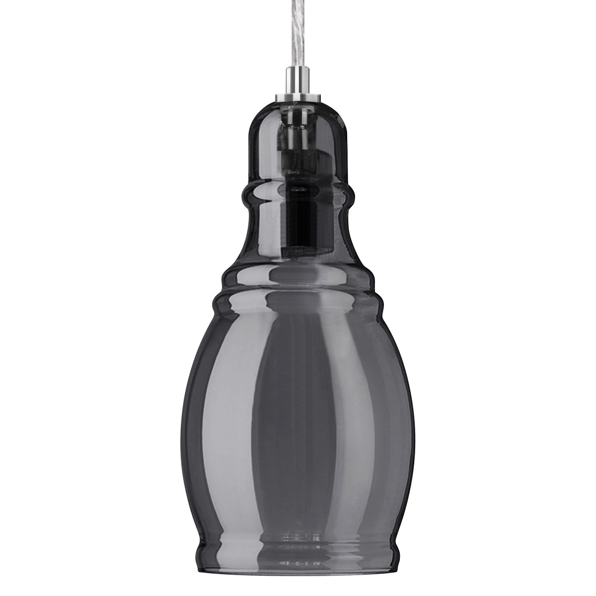 Energy Light Bulbs Slim Smoked Glass Ceiling Pendant Light - Grey - Image 3